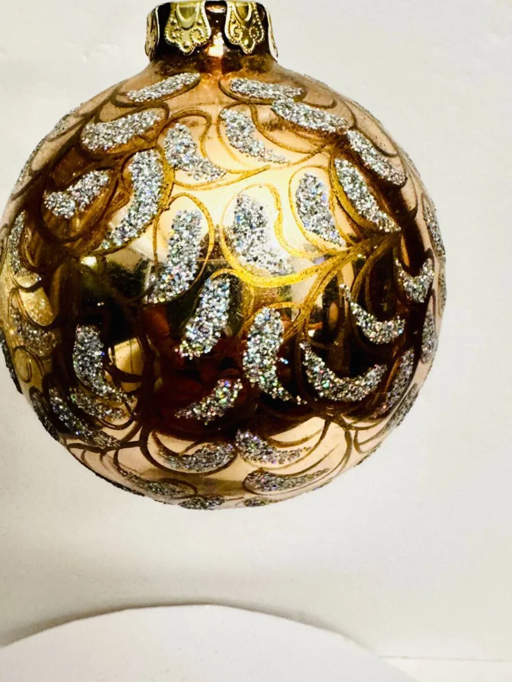2 Golden and Silver Glass Christmas Balls 4